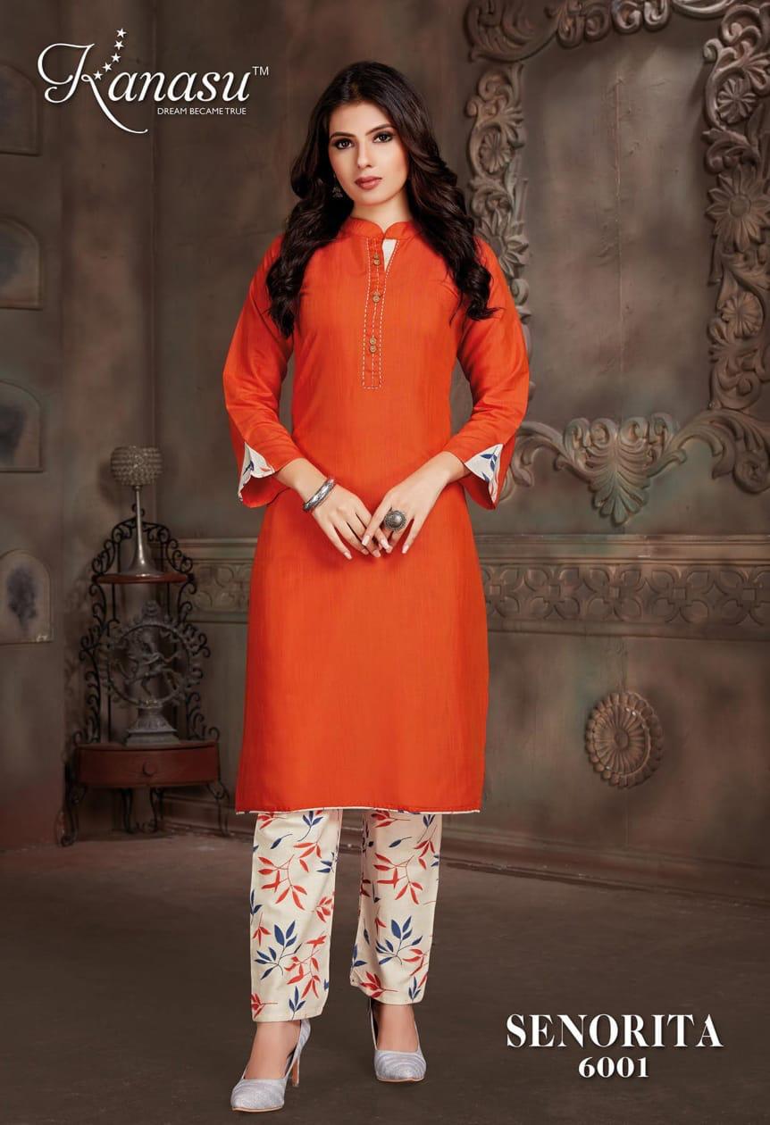 Kanasu Senorita Regular Wear Rayon Designer Kurti With Bottom Collection